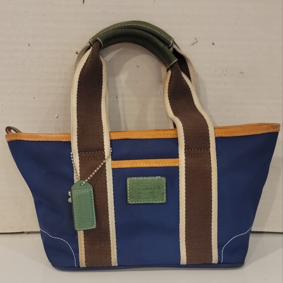 COACH NAVY HAMPTON SMALL TOTE  HANDBAG - Picture 1 of 7